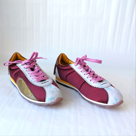 Coach Shoes - Coach Runner With Printed Suede, Lux Satin, Glitter Leather & Grommet Fringe 8.5